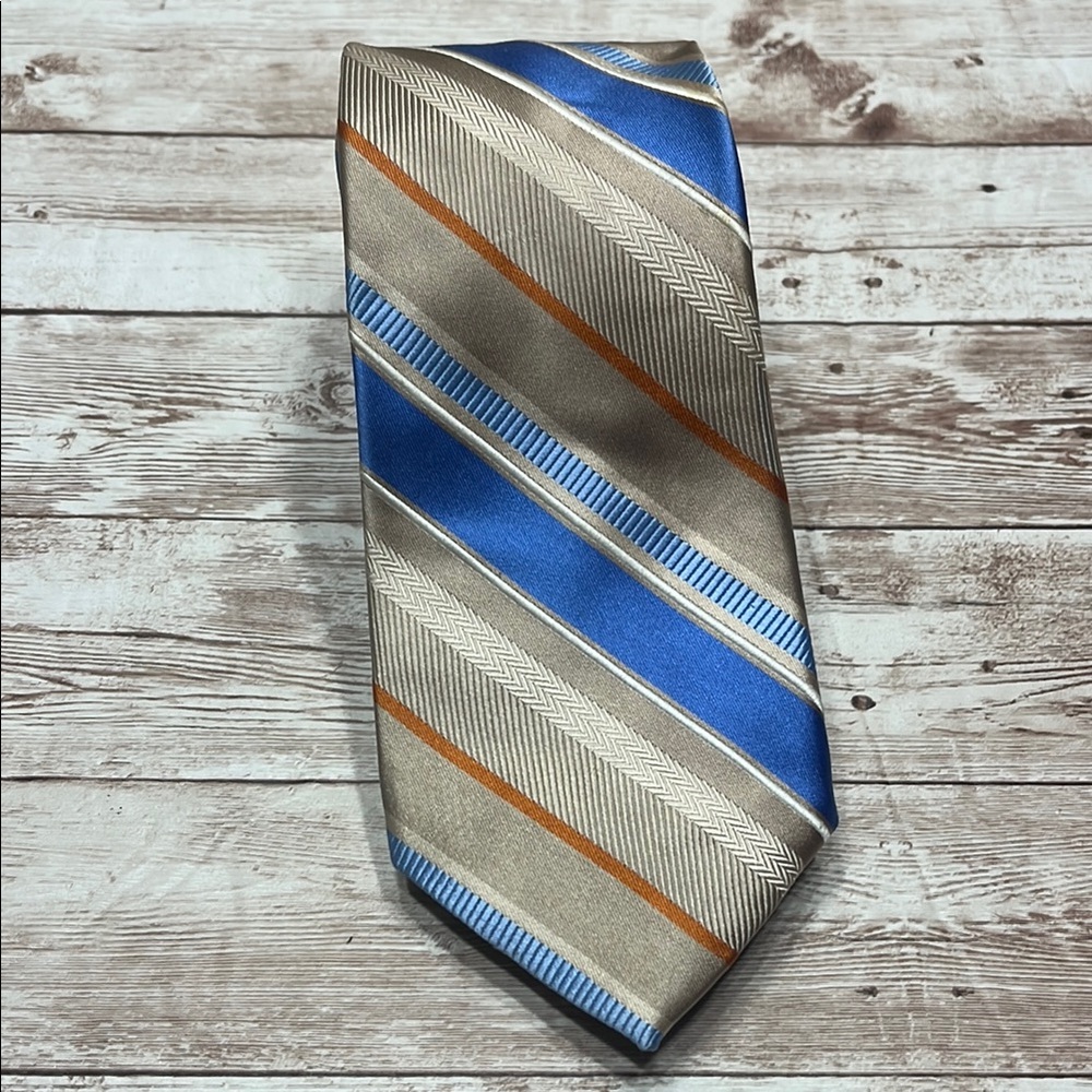 MICHAEL Michael Kors Blue and Tan Striped Tie